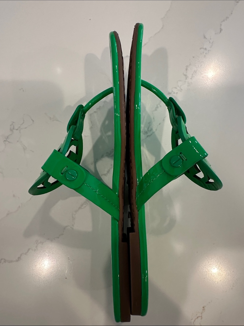 Tory Burch Green Patent Leather Miller Sandals Size 6 - Picture 5 of 8